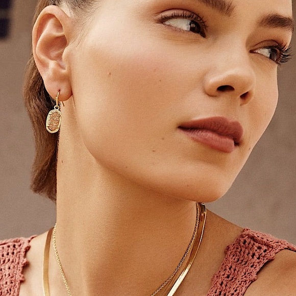 NEW Kendra Scott Lee Drop Earrings in Gold Spice Drusy - Picture 7 of 8